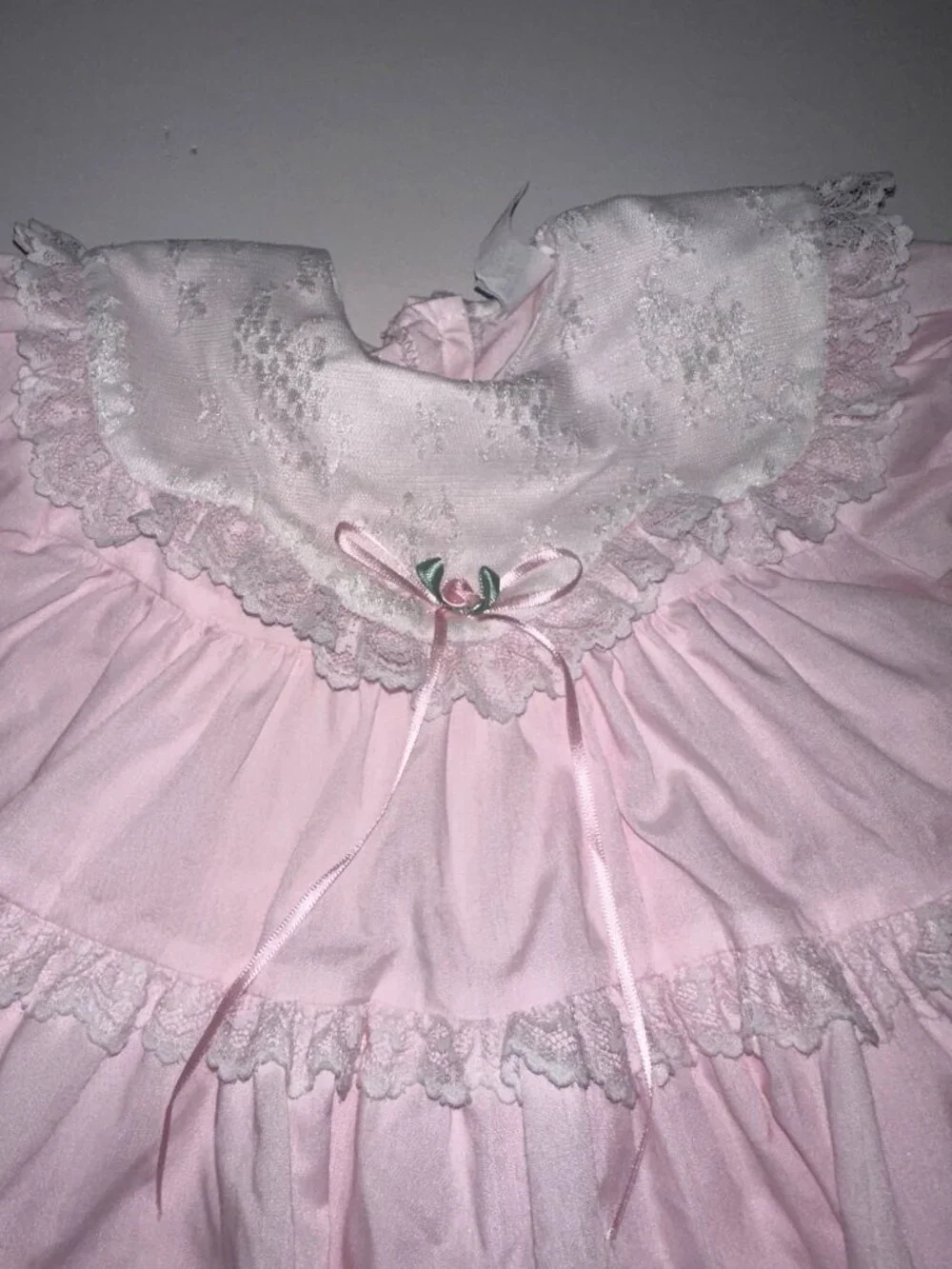 VINTAGE BRYAN 18 mo Months Pink FULL CIRCLE Pageant Lace Ruffles Dress